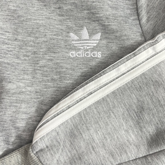 Adidas Crewneck Sweatshirt Heather Gray with White Arm Stripes and Logo Sz Med - Picture 3 of 10